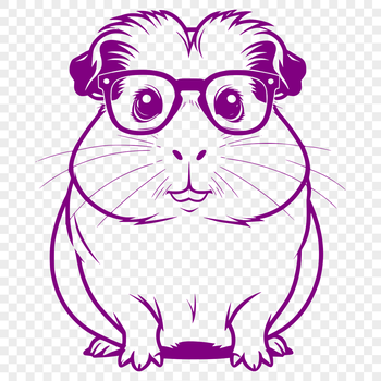 Illustrative representation of a guinea pig wearing glasses, suitable for use as vector art in various design projects.