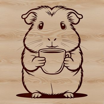 A cute guinea pig standing on its hind legs in a domestic setting, suitable for personal or commercial design projects.