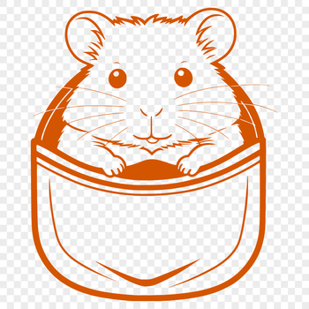 A cute, furry hamster sitting in its cage, suitable for vector art designs and craft projects.