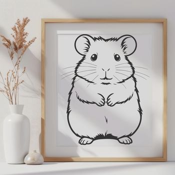A small, furry rodent with large round eyes and a tiny nose, depicted in detailed vector art.
