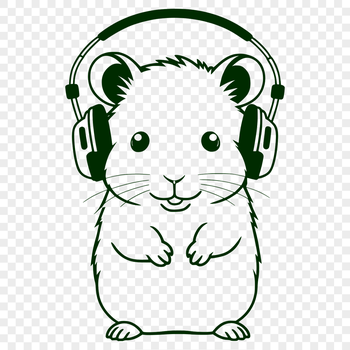 A digital illustration of a cute hamster in a neutral color palette.
