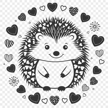 A small hedgehog animal with love hearts on its fur, designed as vector art.