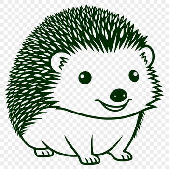 A simple illustration of a hedgehog in a single color tone.