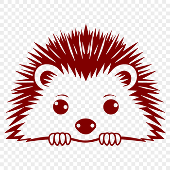 A small hedgehog peeking out from behind a leaf, created as a vector art image.