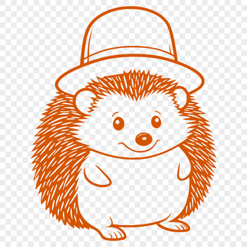 A small hedgehog wearing a hat, created as a vector graphic.