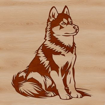 An illustration of a husky dog sitting.