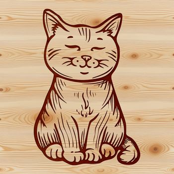 A cute kitten sitting on its haunches with a curious expression.