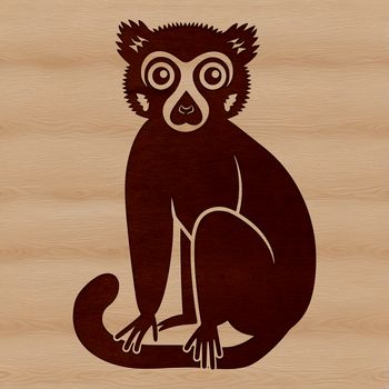 A close-up illustration of a Lemur's face with fur texture and expressive features.