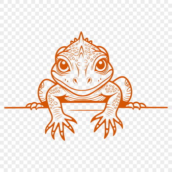 A digital illustration of a reptile peeking out from behind a rock, created as a vector graphic.
