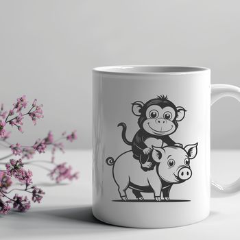 A monkey and pig illustration in vector format.