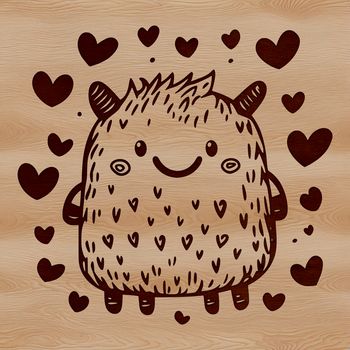A colorful SVG monster illustration featuring love hearts and a playful design.