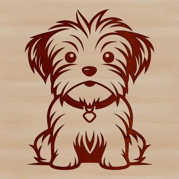 A small dog breed, the Morkie, sitting on its haunches in a simple illustration style.