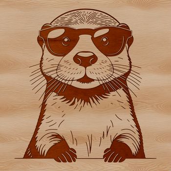 A playful river otter wearing sunglasses and enjoying the outdoors.