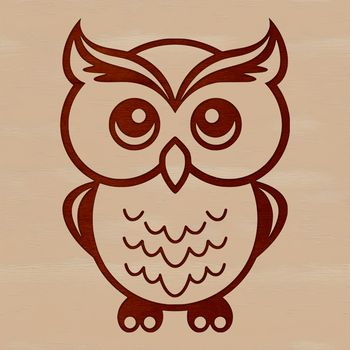 A simple line drawing illustration of a cute owl's face.