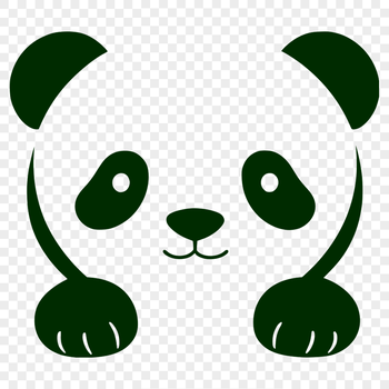A realistic illustration of a panda peeking out from behind a tree, created as vector art.