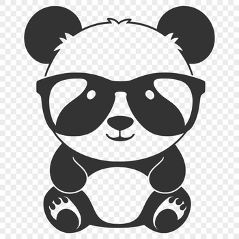 A smiling panda bear wearing trendy sunglasses.