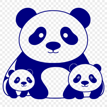 A stylized illustration of a panda in a natural setting.