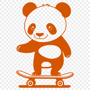A black and white illustration of a wild animal, specifically a panda, in a fun pose.