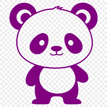 An editable vector graphic design featuring a cute Asian black-and-white bear.