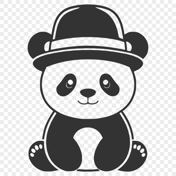 A digital illustration of a panda wearing a hat in a playful pose.