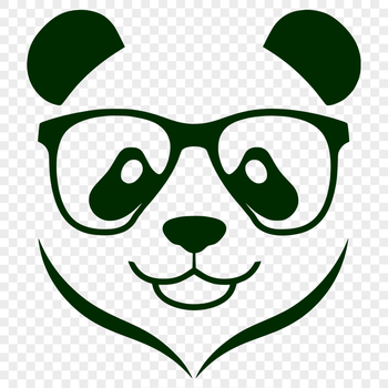 A panda wearing glasses, depicted as a vector graphic illustration.