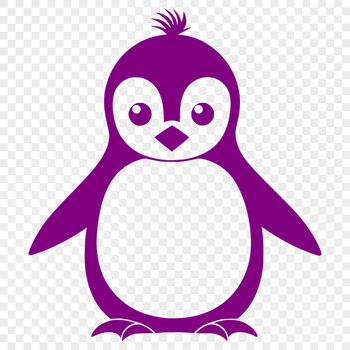 A simple, illustrated penguin made up of geometric shapes in black outline, suitable for vector design.