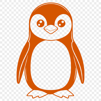A simple illustration of a penguin standing on one foot with flippers by its side.
