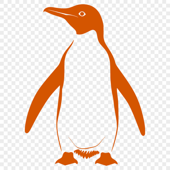 A vector graphic representation of a penguin in silhouette against a white background.