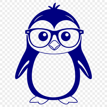 A penguin wearing glasses depicted in vector format.