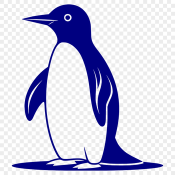 A single penguin standing on land, depicted in a simple vector design.