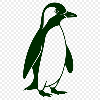 A simple black and white illustration of a penguin in vector format.