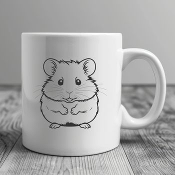 A colorful illustration of a cute hamster in a domestic setting.