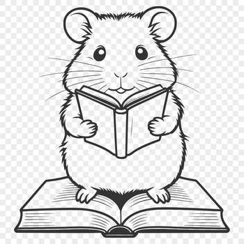 A cartoon hamster sitting on a chair with a book in its paws, highlighting the idea of reading for leisure.