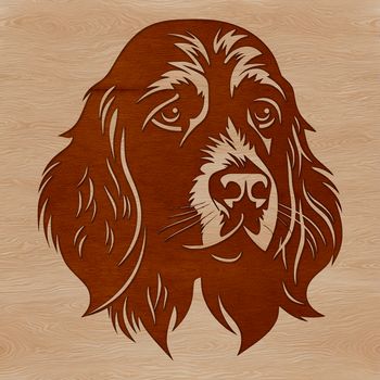 Close-up head shot of a Cocker Spaniel as a digital clip art design.
