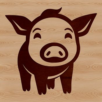 An illustration of a standing pig with details suitable for vector art.