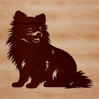 Close-up illustration of a Pomeranian dog sitting on a surface.