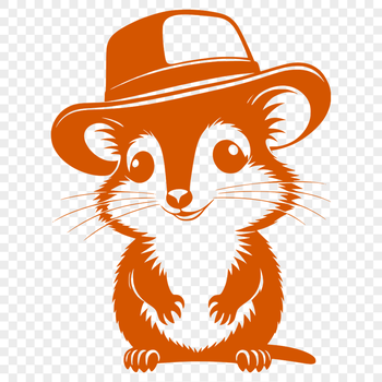 A cartoon illustration of a possum wearing a hat, suitable for vector design.
