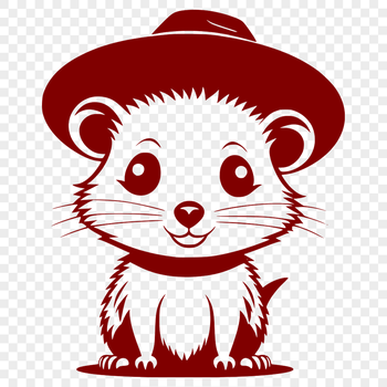 A cartoon-style illustration of a wild animal wearing a hat, depicted in vector form.