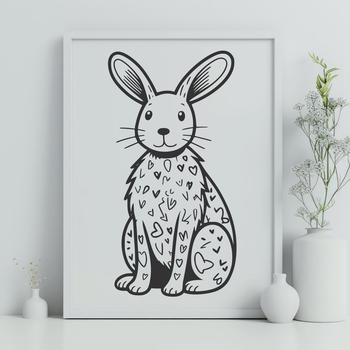 A digital illustration of a rabbit in a sitting position.