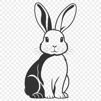 A sitting rabbit with its body fully visible, suitable for vector art and design projects.