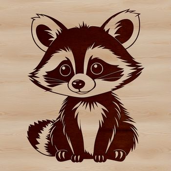 A detailed illustration of a raccoon in vector format, suitable for digital cutting machines and laser cutters.