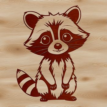 A cartoon raccoon illustration designed as vector art for digital printing and cutting machines.