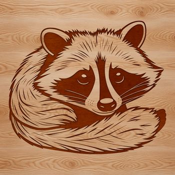 A high-quality, scalable SVG image of a raccoon, ideal for use in graphic design, cutting machines, or pyrography projects.
