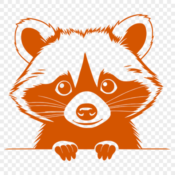 A stylized illustration of a curious raccoon peeking from behind a tree, suitable for digital design projects.