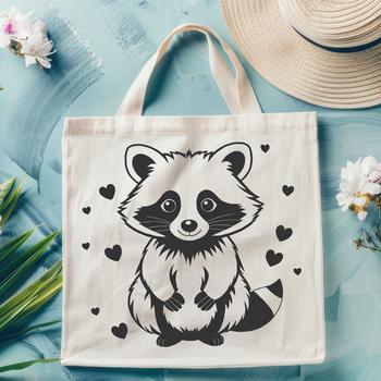 An adorable raccoon SVG icon featuring heart patterns.
