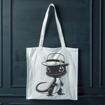 A stylized illustration of a salamander in its natural habitat.