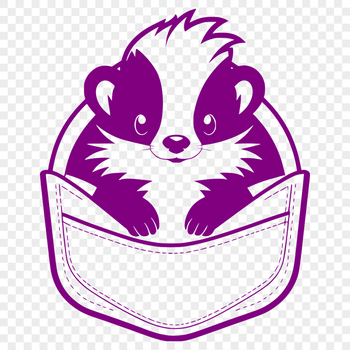 A cartoon illustration of a wild animal, a black and white striped skunk, available as a vector graphic.