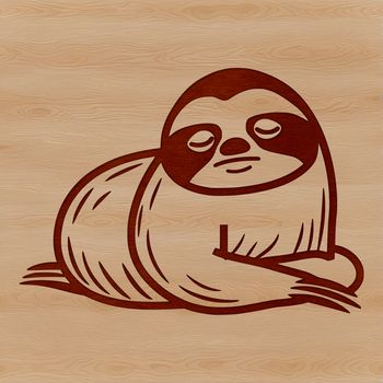 A simple line drawing of a sloth in a relaxed pose, suitable for vector art and graphic design projects.