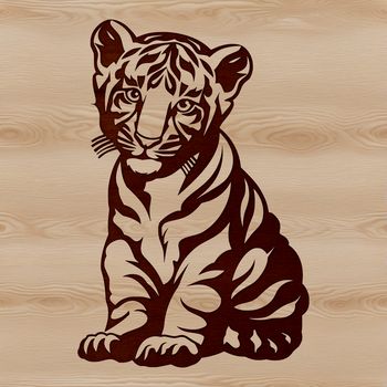 A sitting tiger, a big cat species found in the wild, depicted as a vector art illustration.