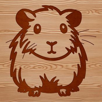 A small, furry guinea pig with bright eyes and floppy ears, suitable for use as a vector graphic in designs and crafts.
